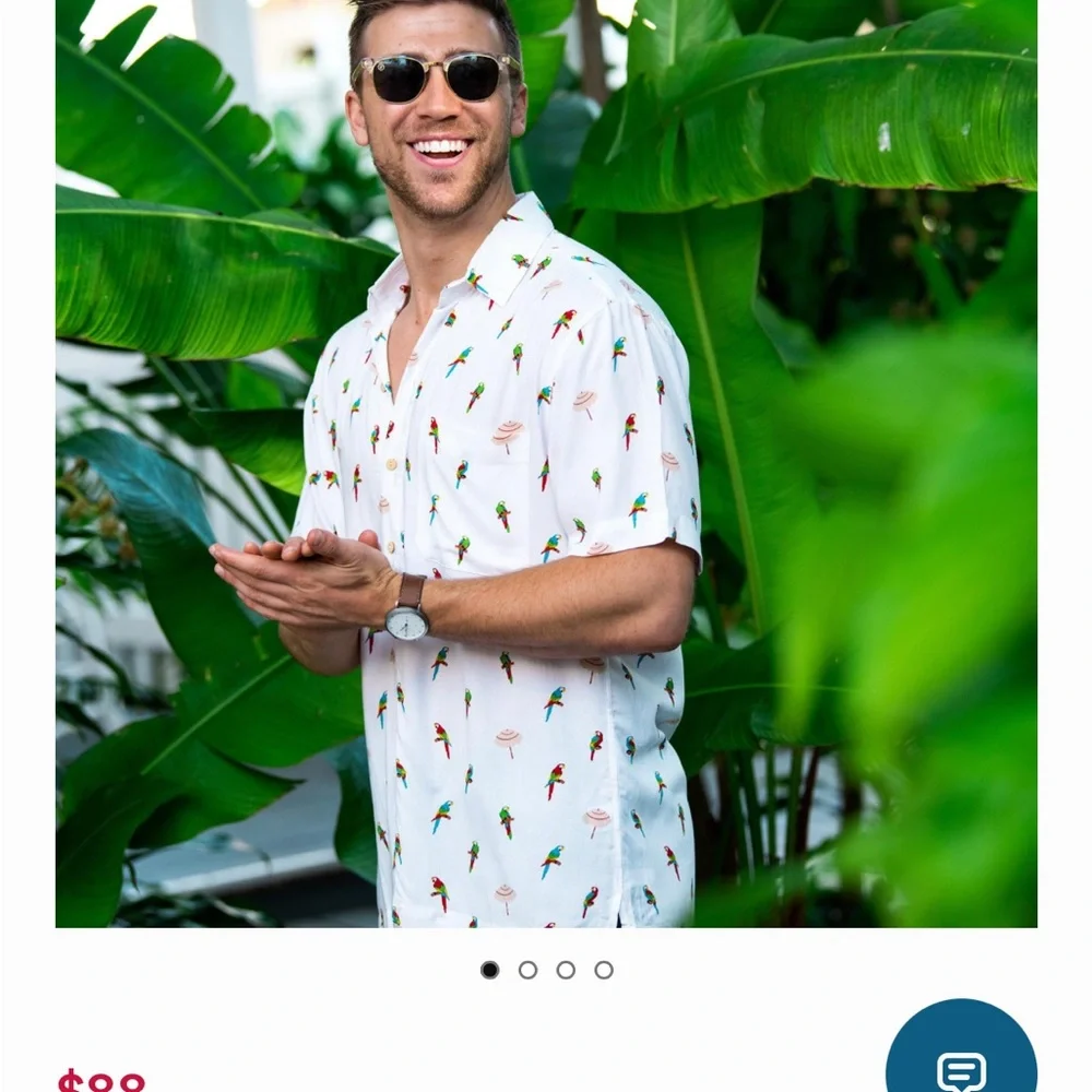 Kenny Flowers The Parrots and Palapas Men's Shirt - Picture 3 of 9